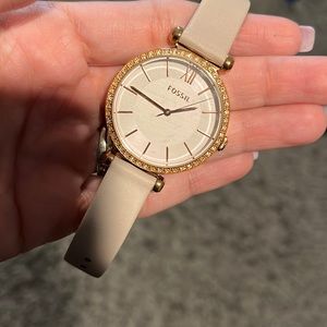 Rose gold with jewel detail fossil watch